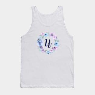 Floral Monogram U Icy Winter Blossoms Tank Top